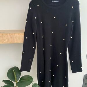 Zara Black Dress with Pearl Details